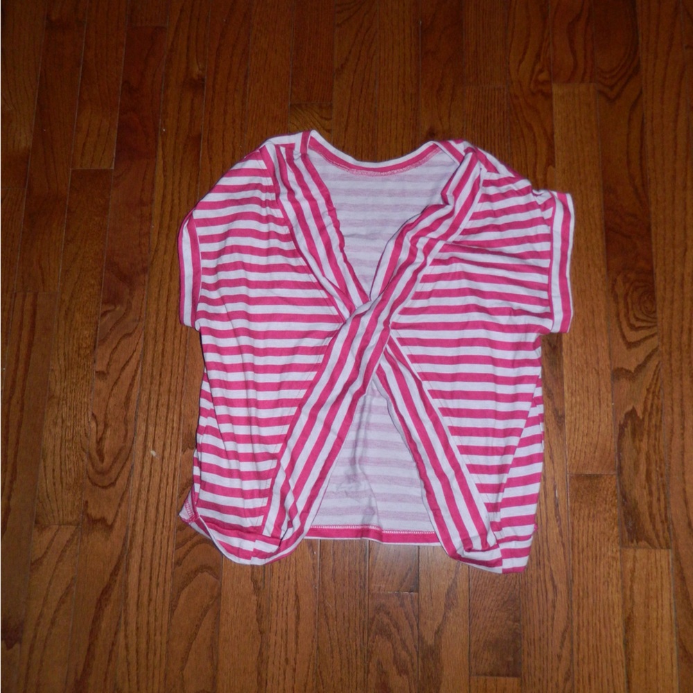 SHEIN Pink and White Striped Crop Top